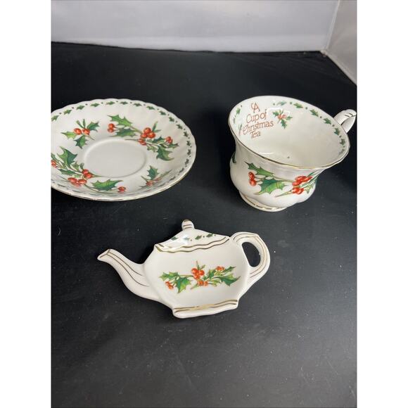 Vintage 1992 Waldman House Teacup,Saucer & Tea Bag CUP OF CHRISTMAS TEA Tom Hegg - Picture 4 of 11